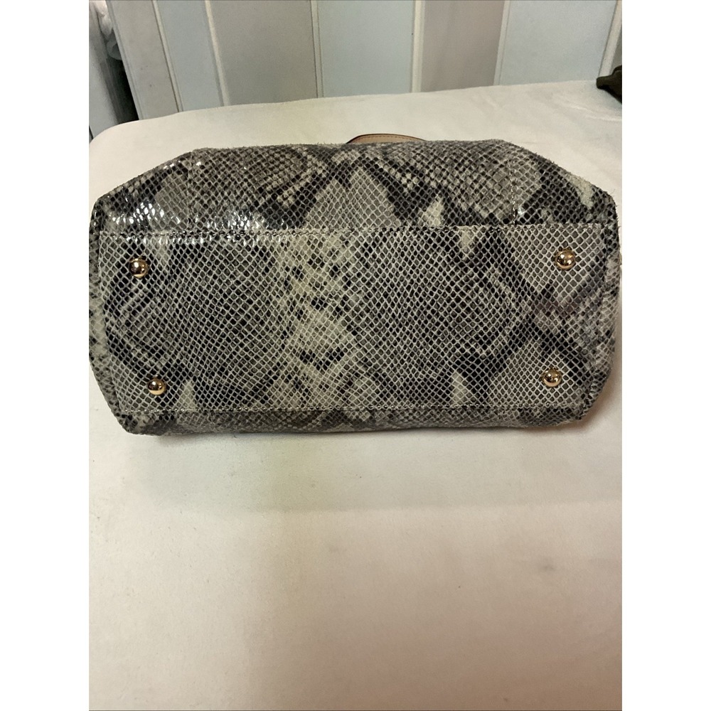 Michael Kors Python Tote Jet Set Tan Leather Shoulder Handbag MK Charm Logo - Picture 4 of 16